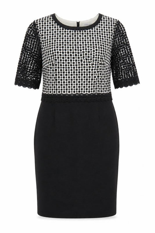 Fenn Wright Manson Women Black Size 14 Lace Knee Length Sheath Dress