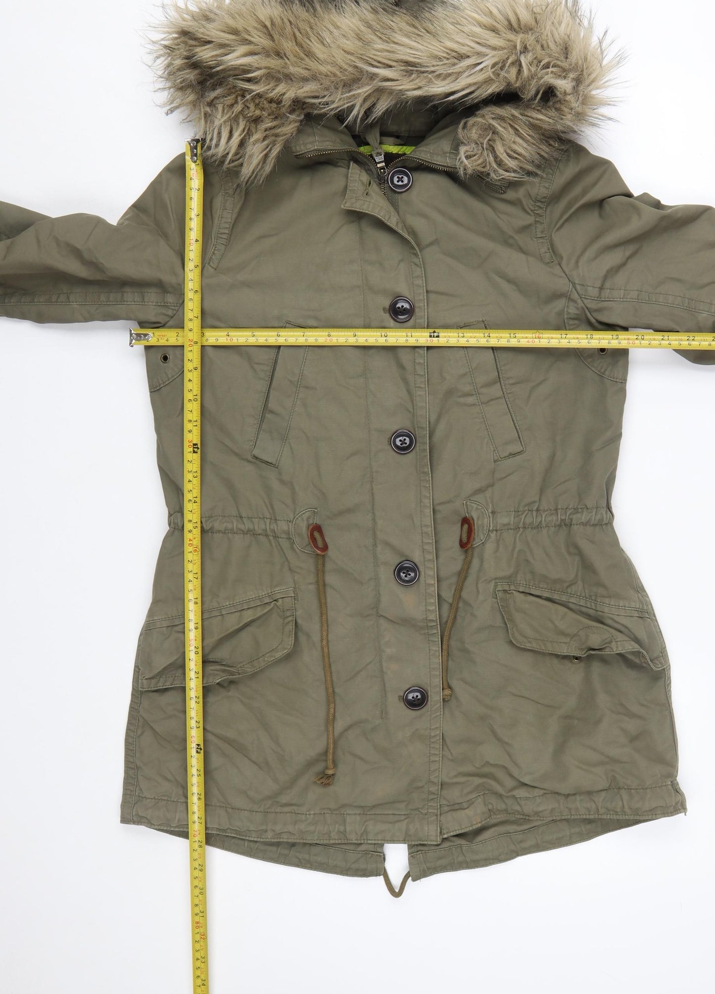 Gap Women's Green XS Hooded Fur Trim Parka Jacket