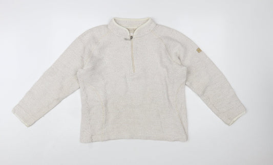 Weird Fish Women's Ivory 1/4 Zip Knit Sweatshirt Size L