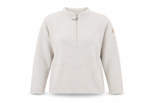 Weird Fish Women's Ivory 1/4 Zip Knit Sweatshirt Size L