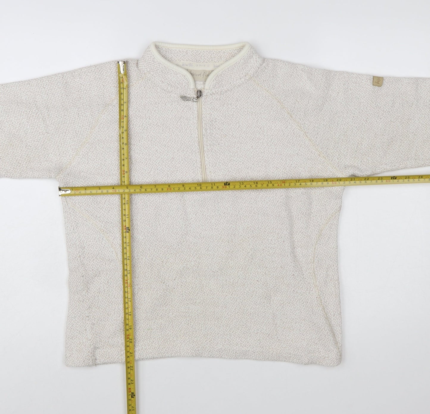 Weird Fish Women's Ivory 1/4 Zip Knit Sweatshirt Size L