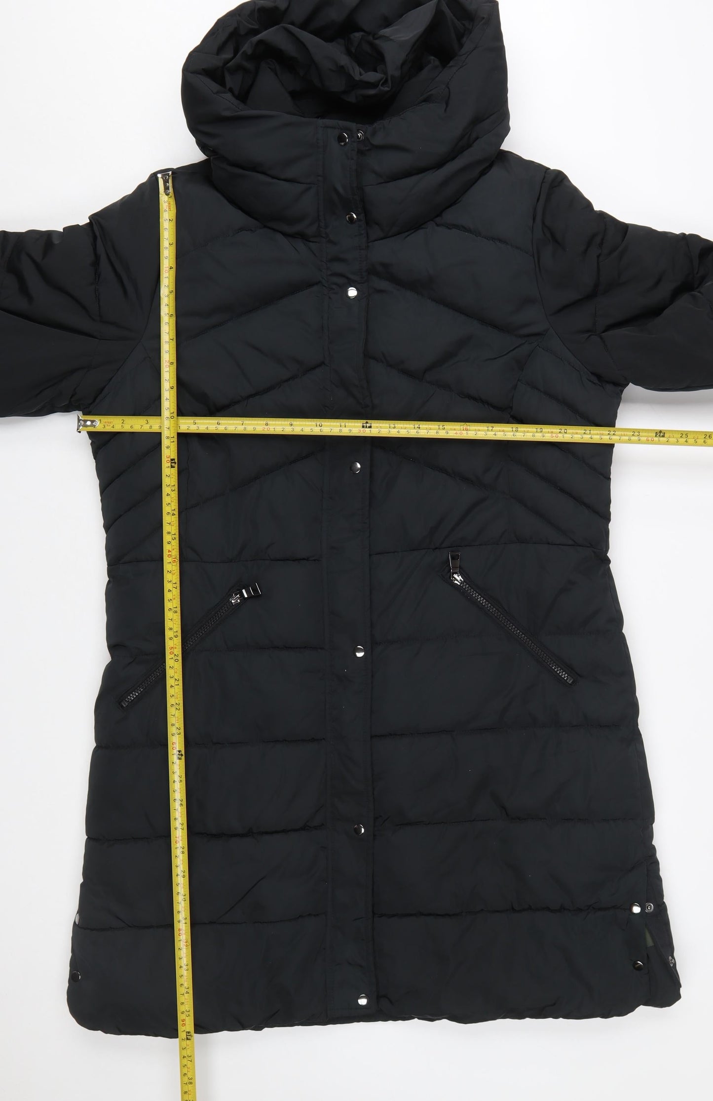 Next Women’s Black Long Puffer Coat Size 16 Hooded Winter Jacket