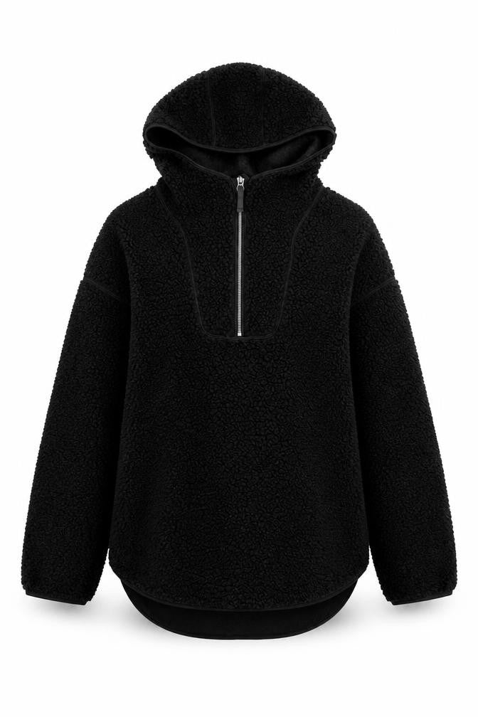 H&M Women’s Black Fleece Half Zip Hoodie Size 12 Polyester Warm