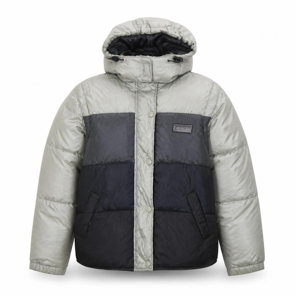 Everest Bay Women's Grey Blue Puffer Jacket Size S Hooded Down Coat