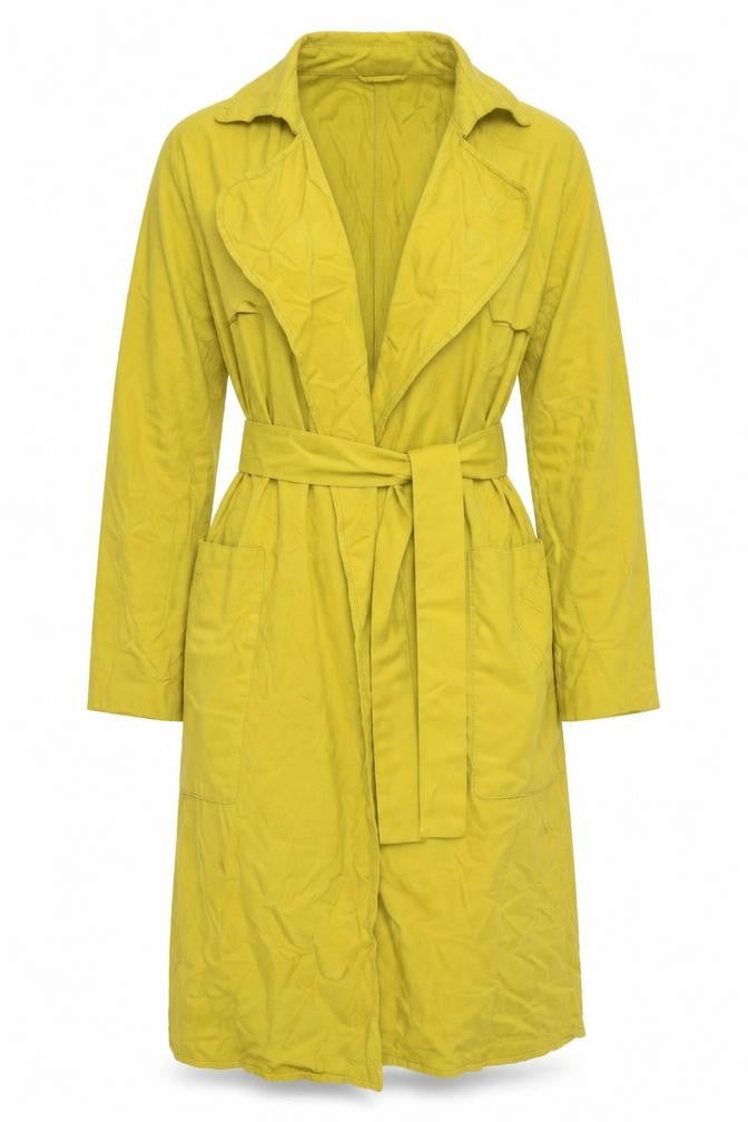 Zara Trafaluc Women's Yellow Long Belted Trench Coat Size S