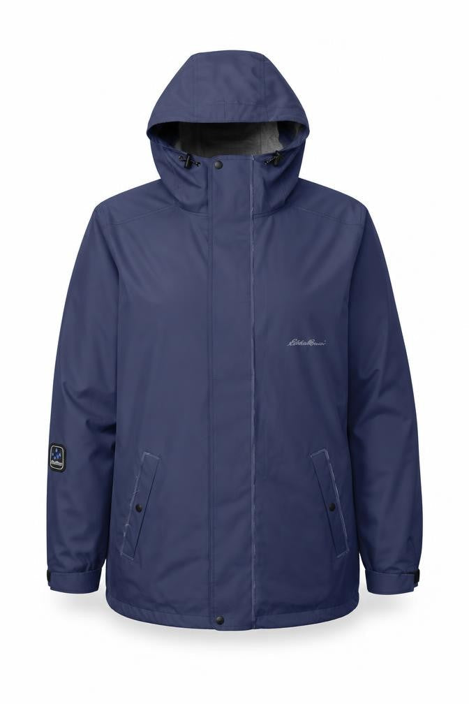 Eddie Bauer Women's Blue Waterproof Hooded Rain Coat Jacket M