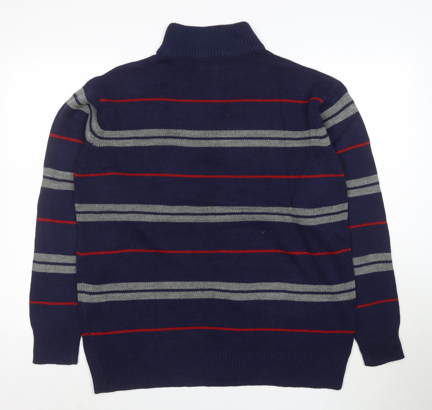 Penmans Mens Blue Striped 1/2 Zip High Neck Acrylic Jumper Size L