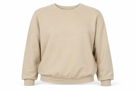 Stradivarius Women Beige Sweatshirt S Crew Neck Pullover Casual