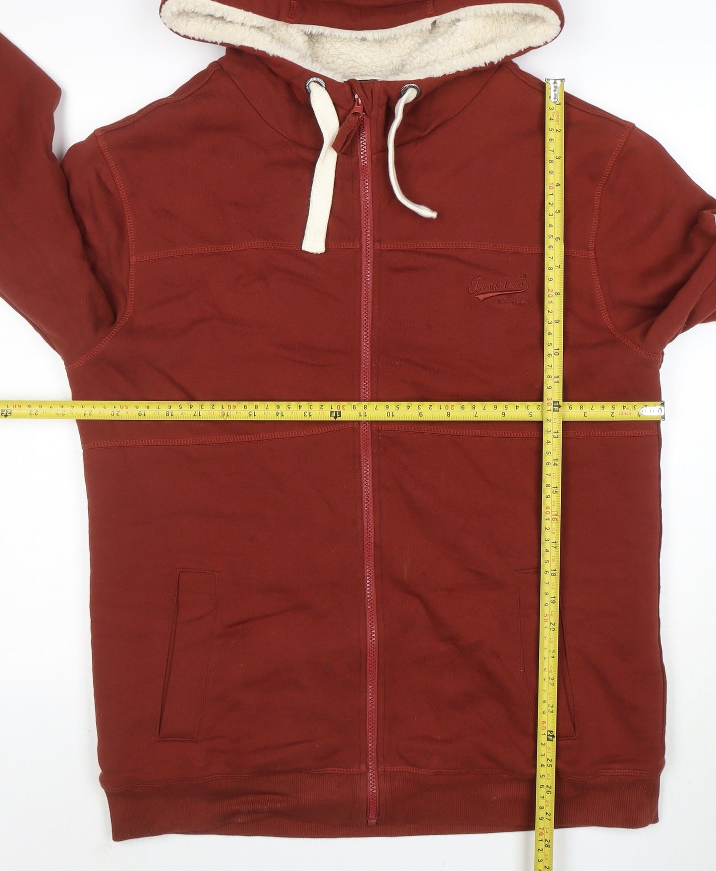 Brakeburn Men's Brown Full Zip Hooded Fleece Lined Hoodie Size M