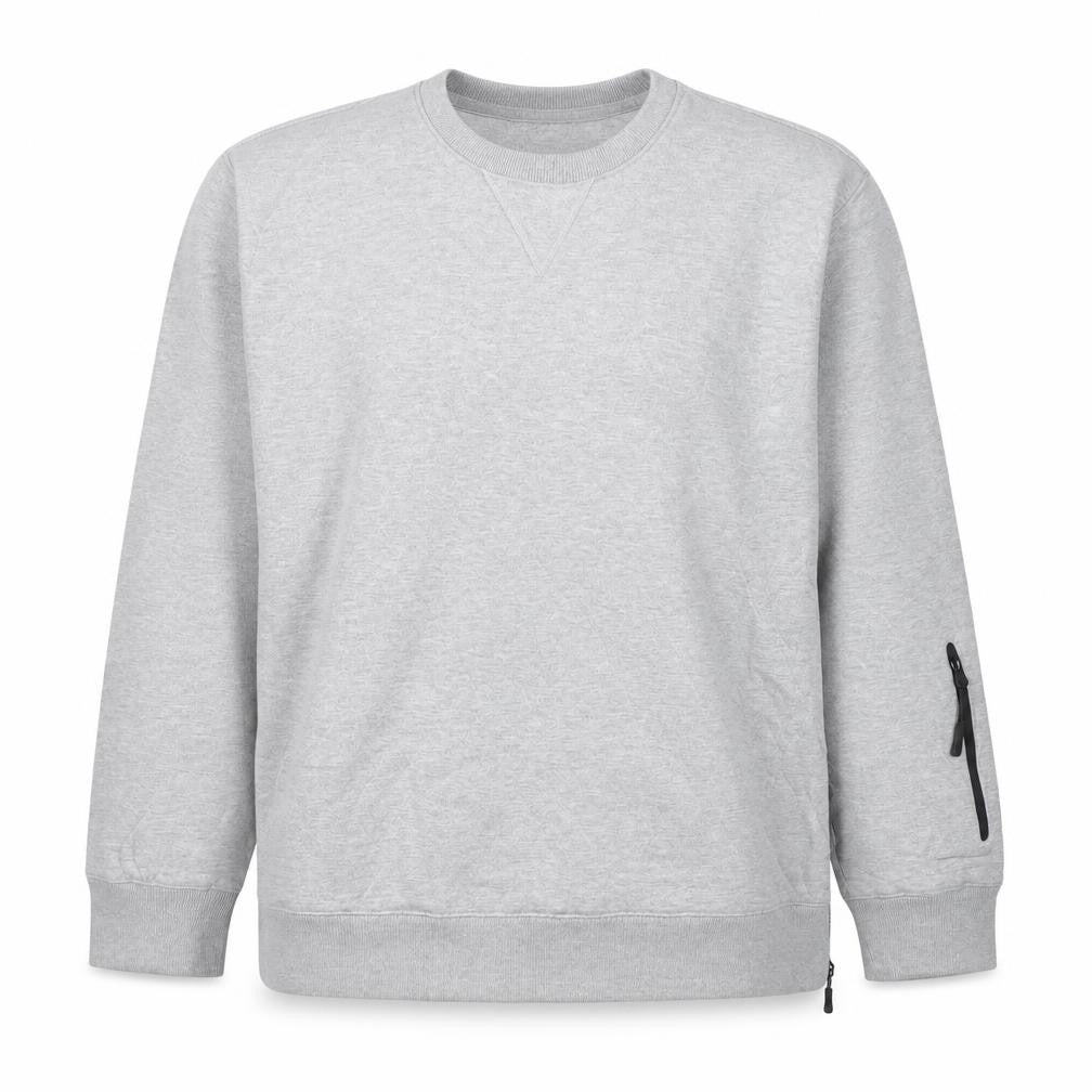 Addict Men's Grey XL Pullover Crew Neck Sweatshirt with Zip Pocket