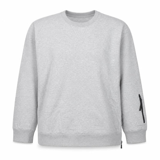 Addict Men's Grey XL Pullover Crew Neck Sweatshirt with Zip Pocket