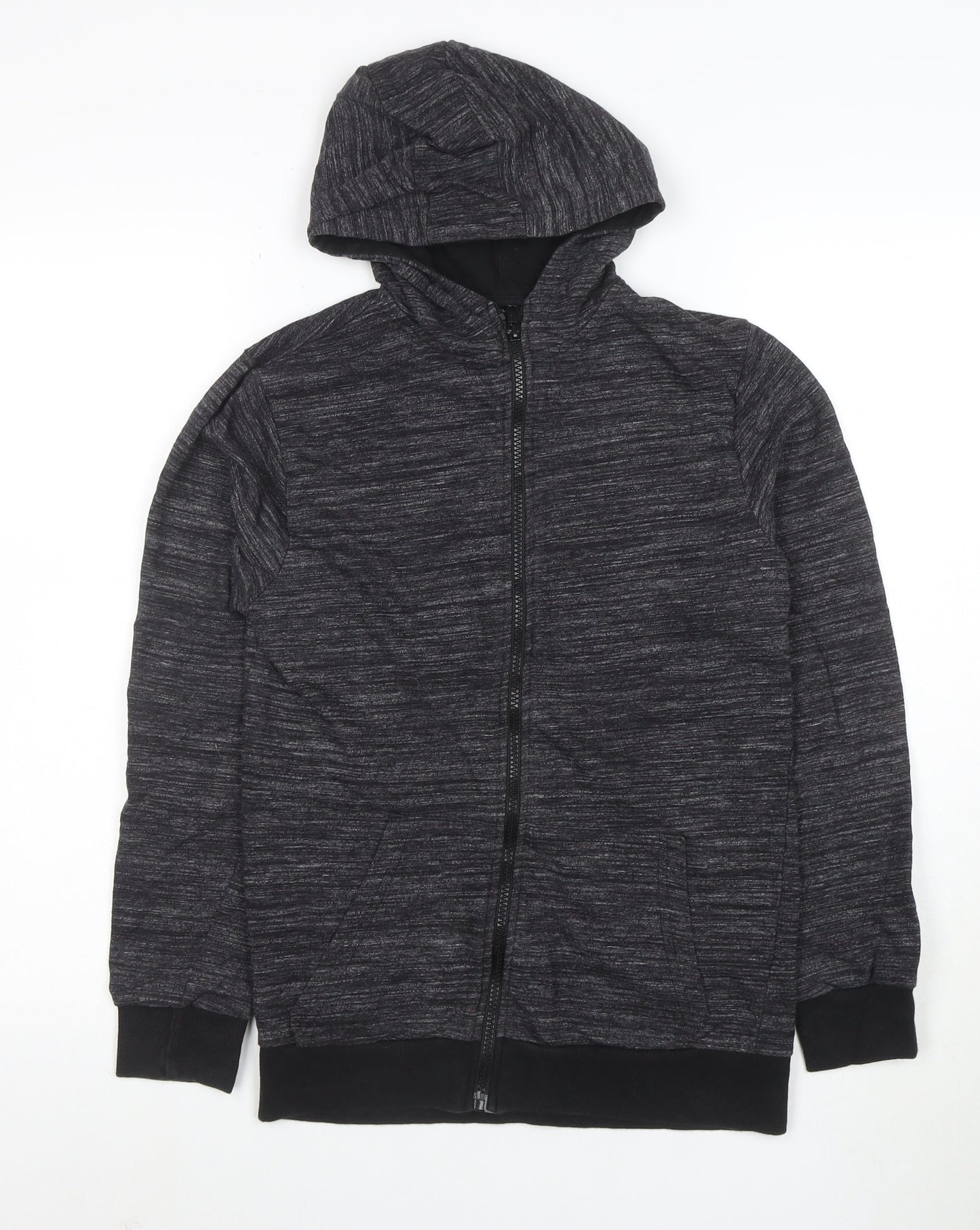 Urban Outlaws Boys Black Full Zip Hoodie Size 13-14 Years Cotton Blend