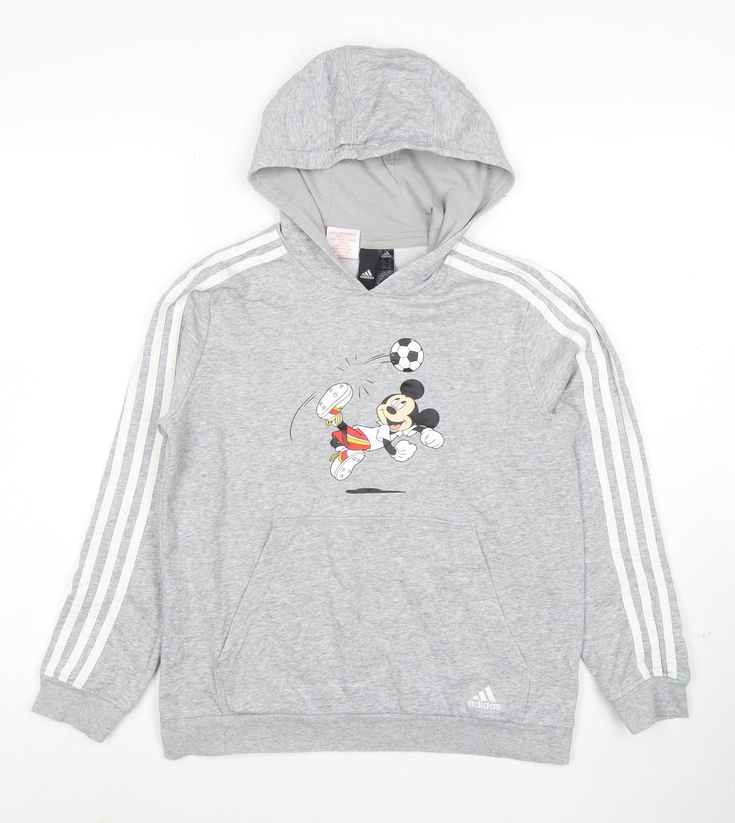 Adidas Boys Grey Mickey Mouse Pullover Hoodie Size 11-12 Years