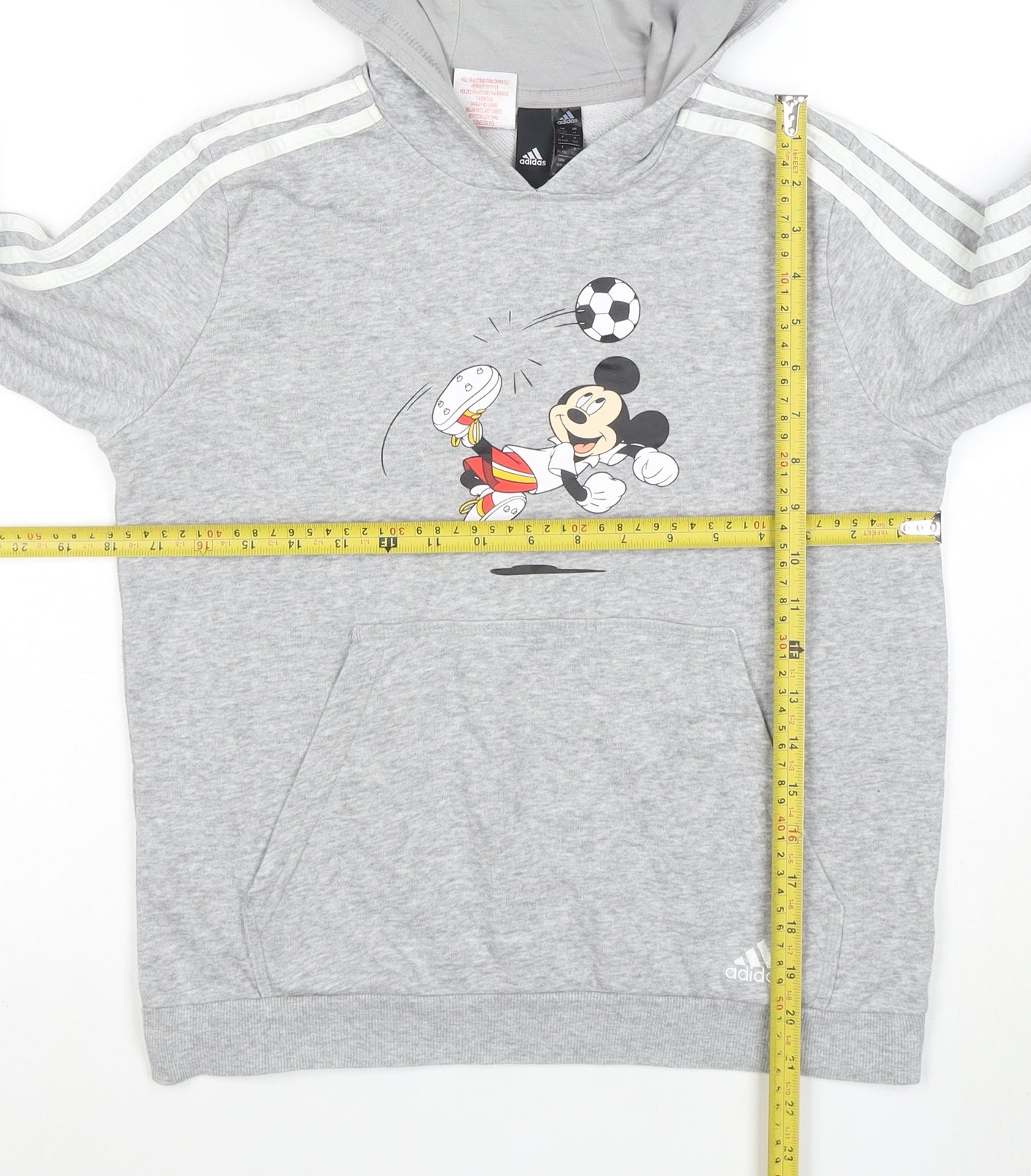 Adidas Boys Grey Mickey Mouse Pullover Hoodie Size 11-12 Years