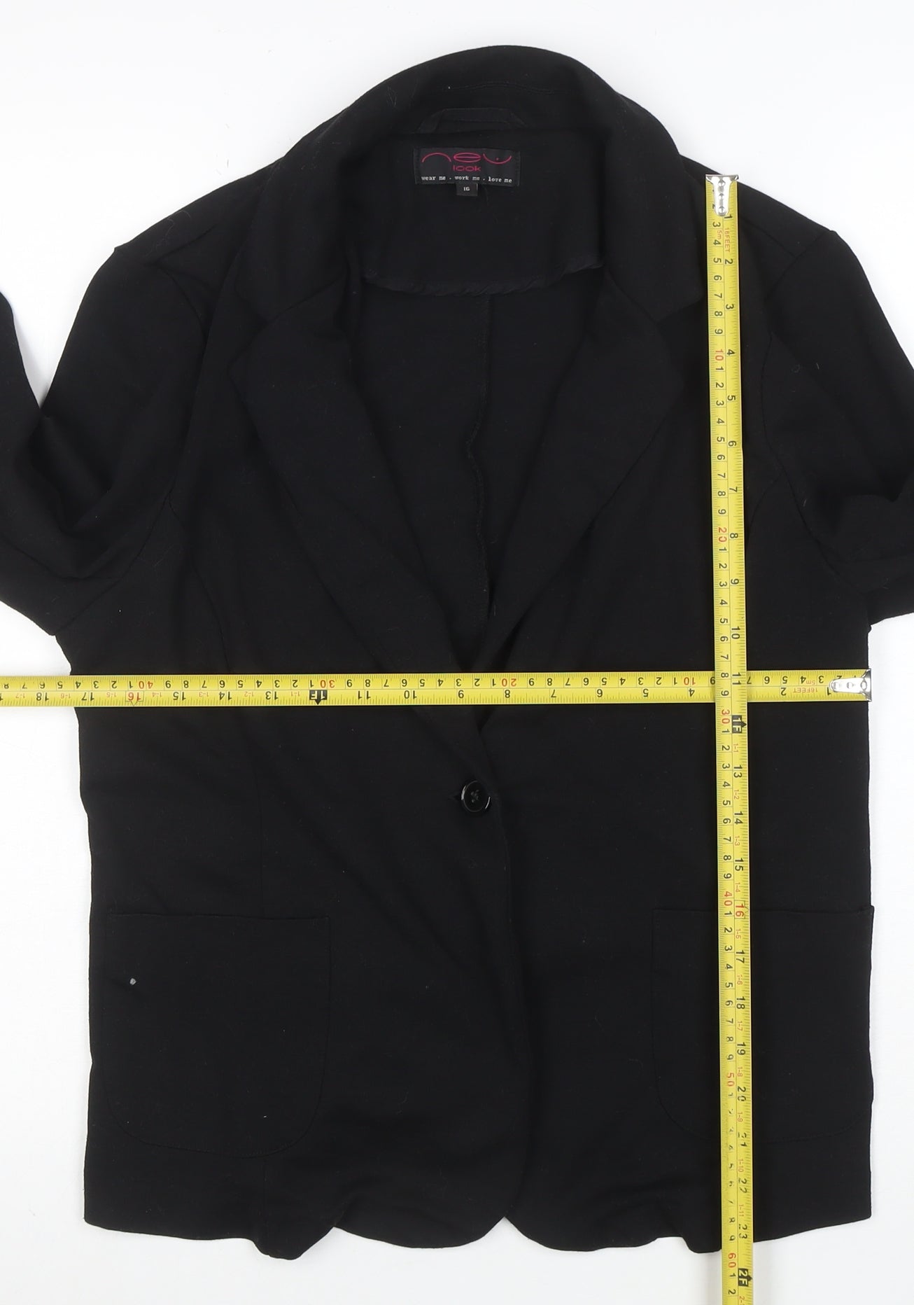 New Look Women's Black Size 16 Single-Breasted Blazer Jacket