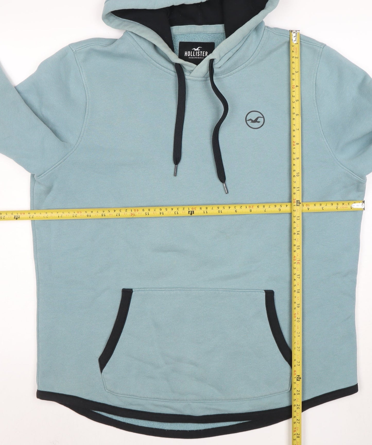 Hollister Women Blue Hoodie L Pullover Cotton Casual