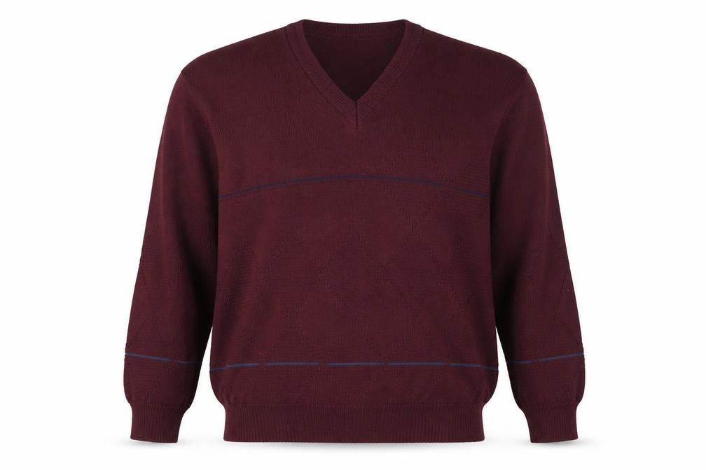 Westbury Men’s Brown Wool V-Neck Argyle Jumper Size L