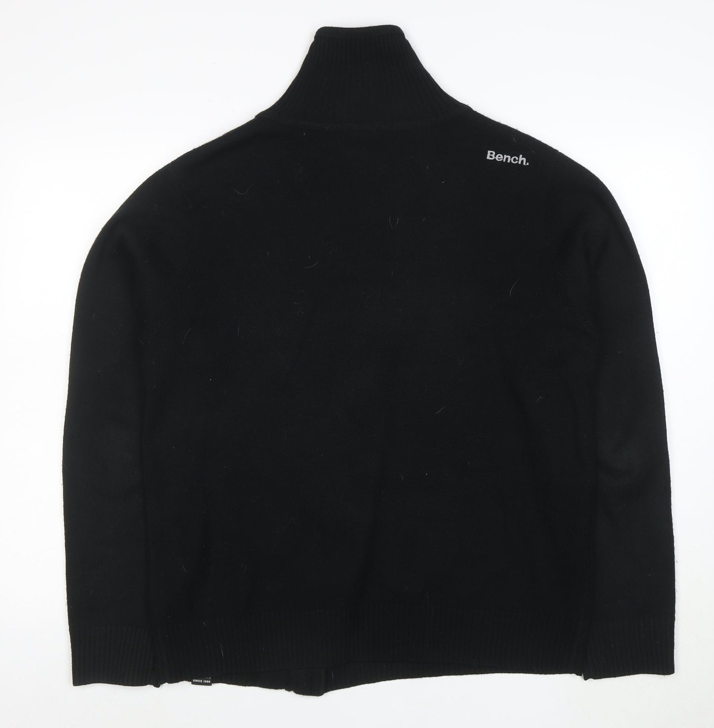 Bench Men's Black XL Full Zip Roll Neck Jumper