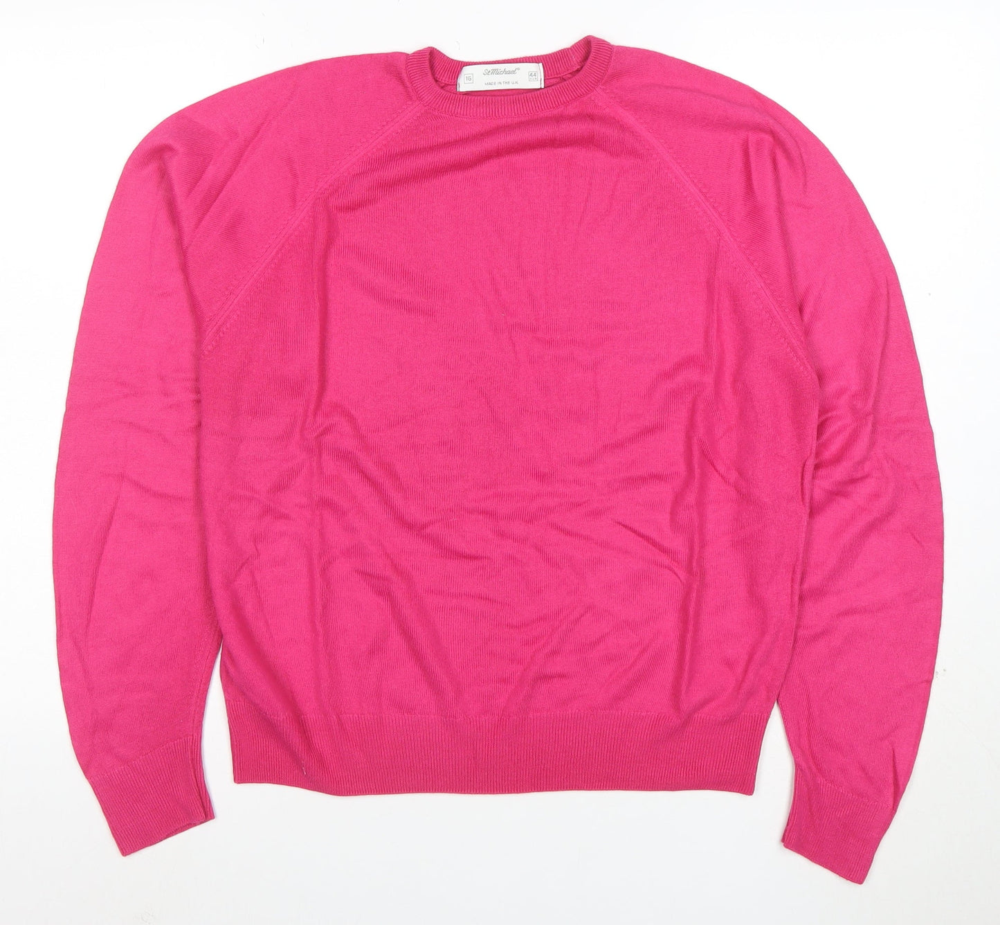 Marks and Spencer Women’s Pink Acrylic Crew Neck Jumper Size 16