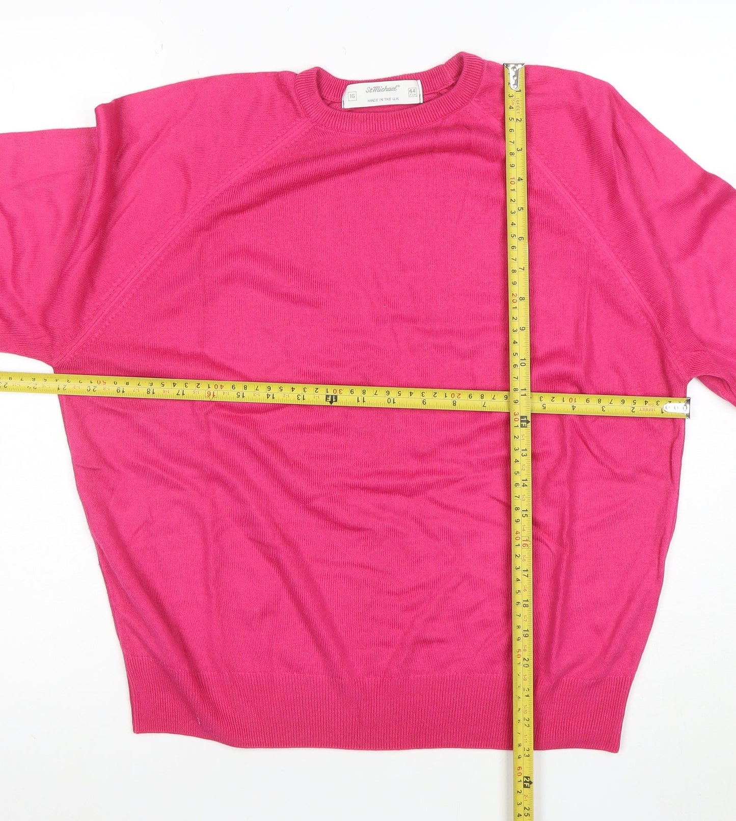 Marks and Spencer Women’s Pink Acrylic Crew Neck Jumper Size 16