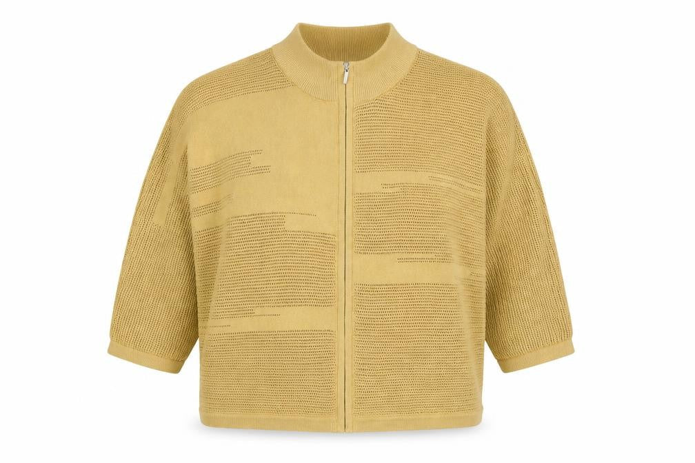 Wynne Collection Women Beige High Neck Full Zip Knit Jumper Size S