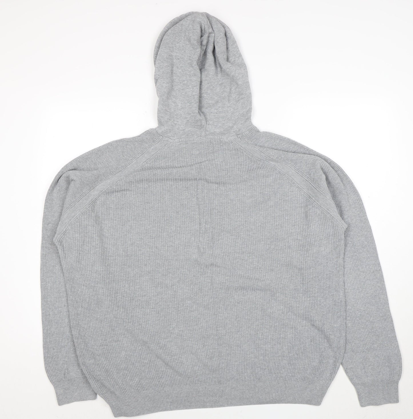 Next Men’s Grey Hooded Pullover Jumper XL Knit Long Sleeve Casual