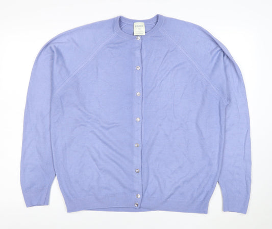 Jonelle Women's Blue Acrylic Crew Neck Cardigan Size 18