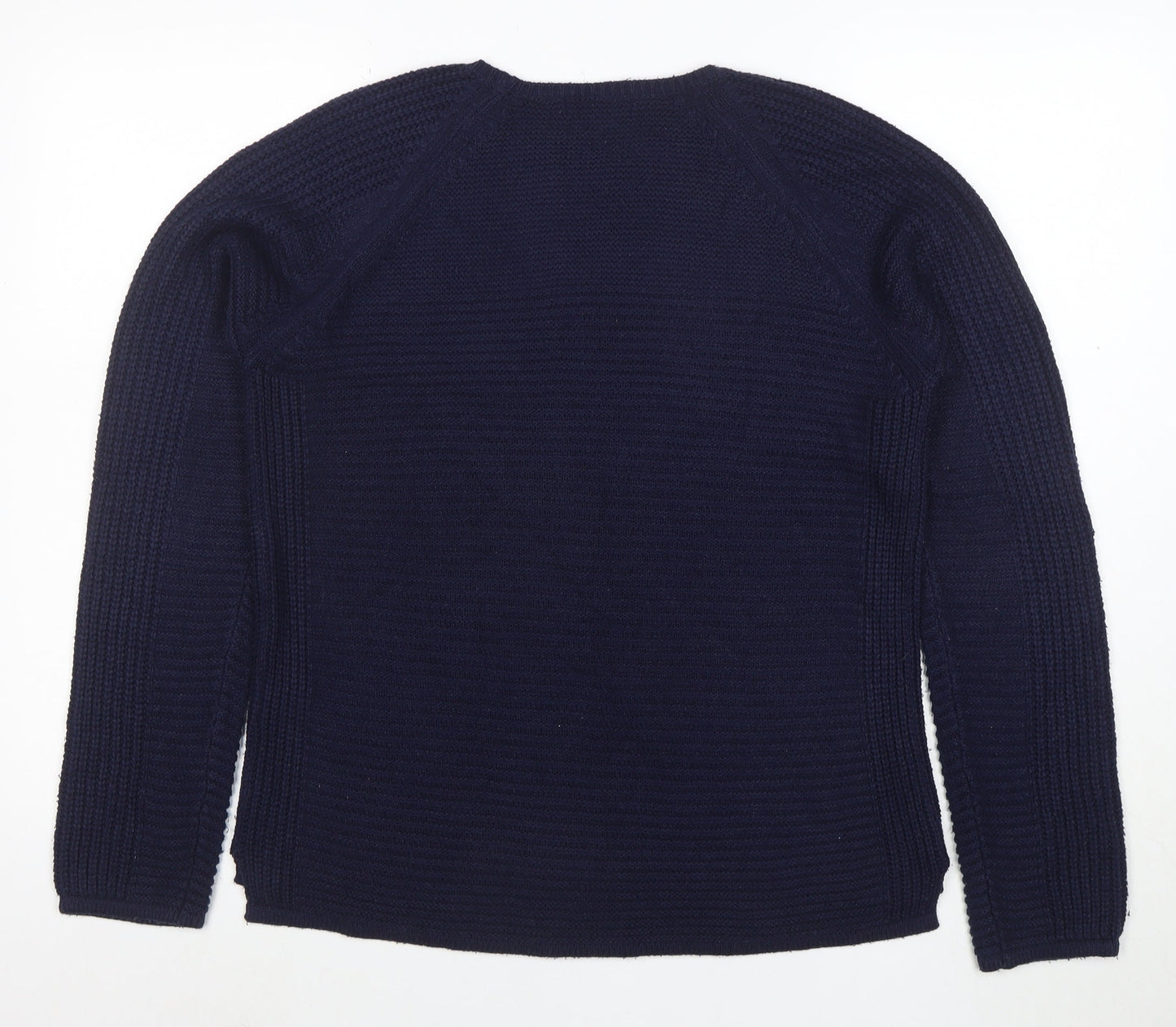 Debenhams Women Blue Cotton Chunky Knit Crew Neck Jumper Size 14