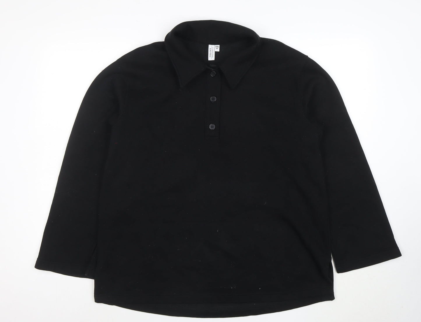 & Other Stories Women Black Henley Sweatshirt Size 12 Cotton Blend