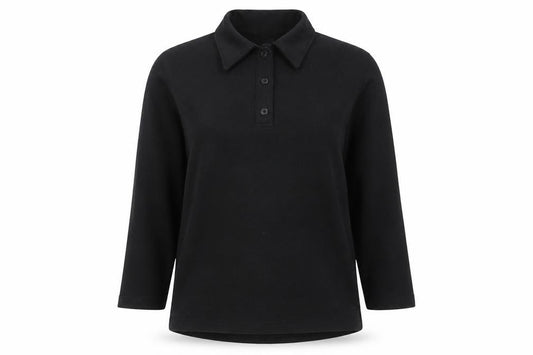 & Other Stories Women Black Henley Sweatshirt Size 12 Cotton Blend