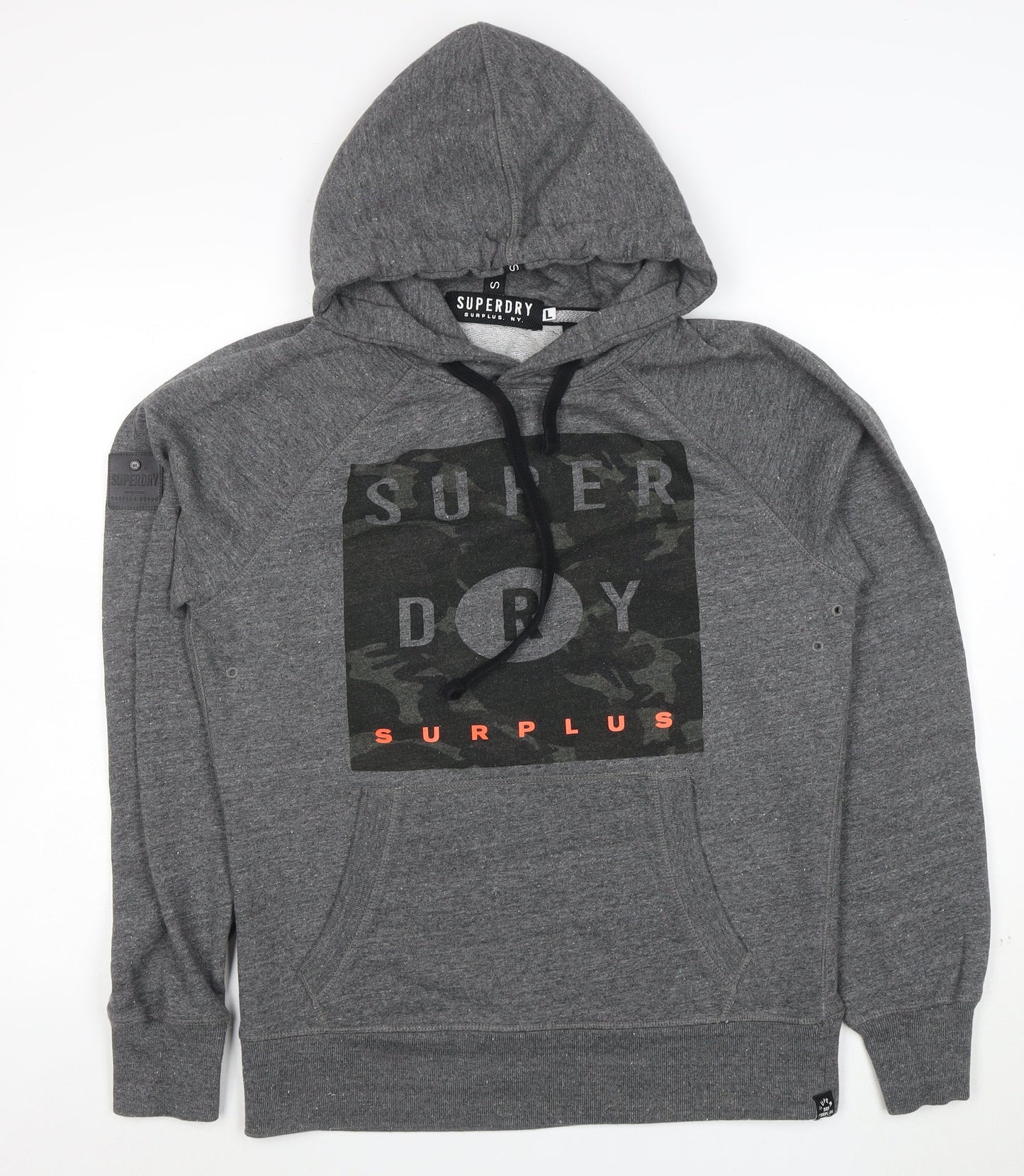 Superdry Men’s Grey Pullover Hoodie L Graphic Print Hooded Sweatshirt