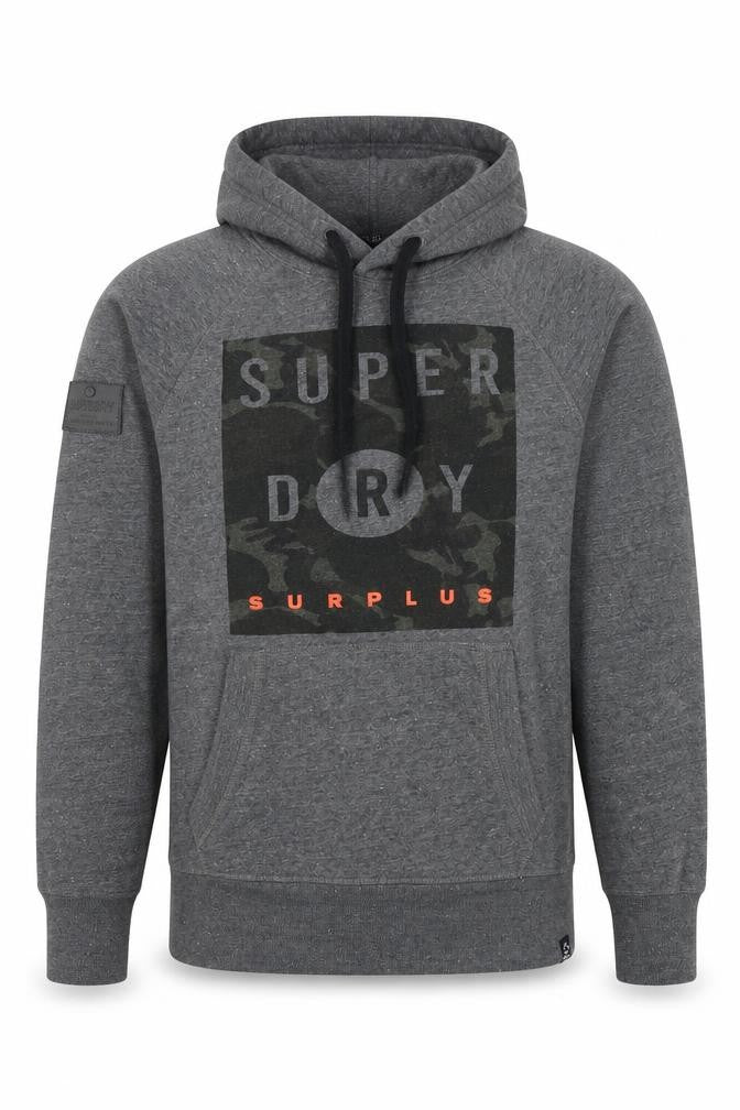 Superdry Men’s Grey Pullover Hoodie L Graphic Print Hooded Sweatshirt