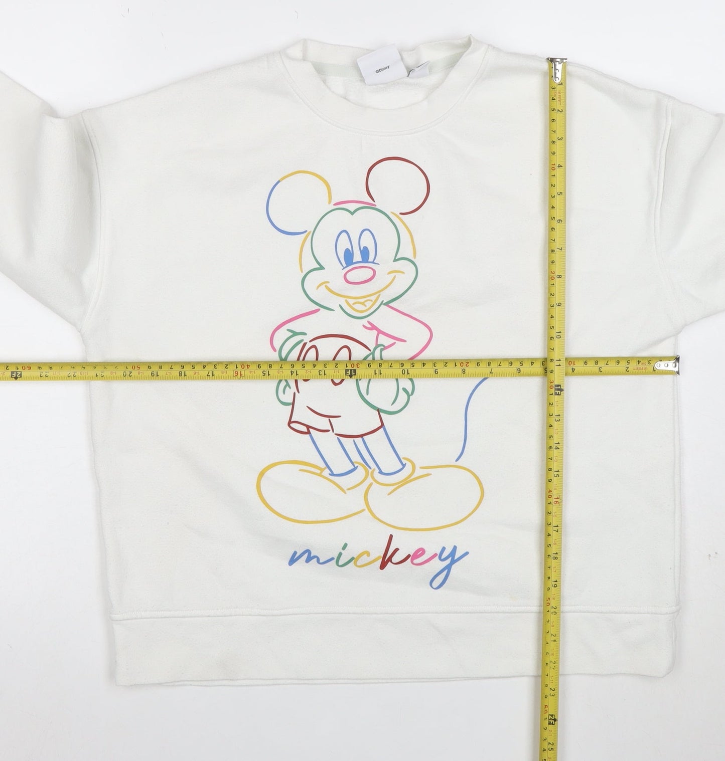Disney Women’s White Mickey Mouse Sweatshirt Size S Crew Neck Pullover