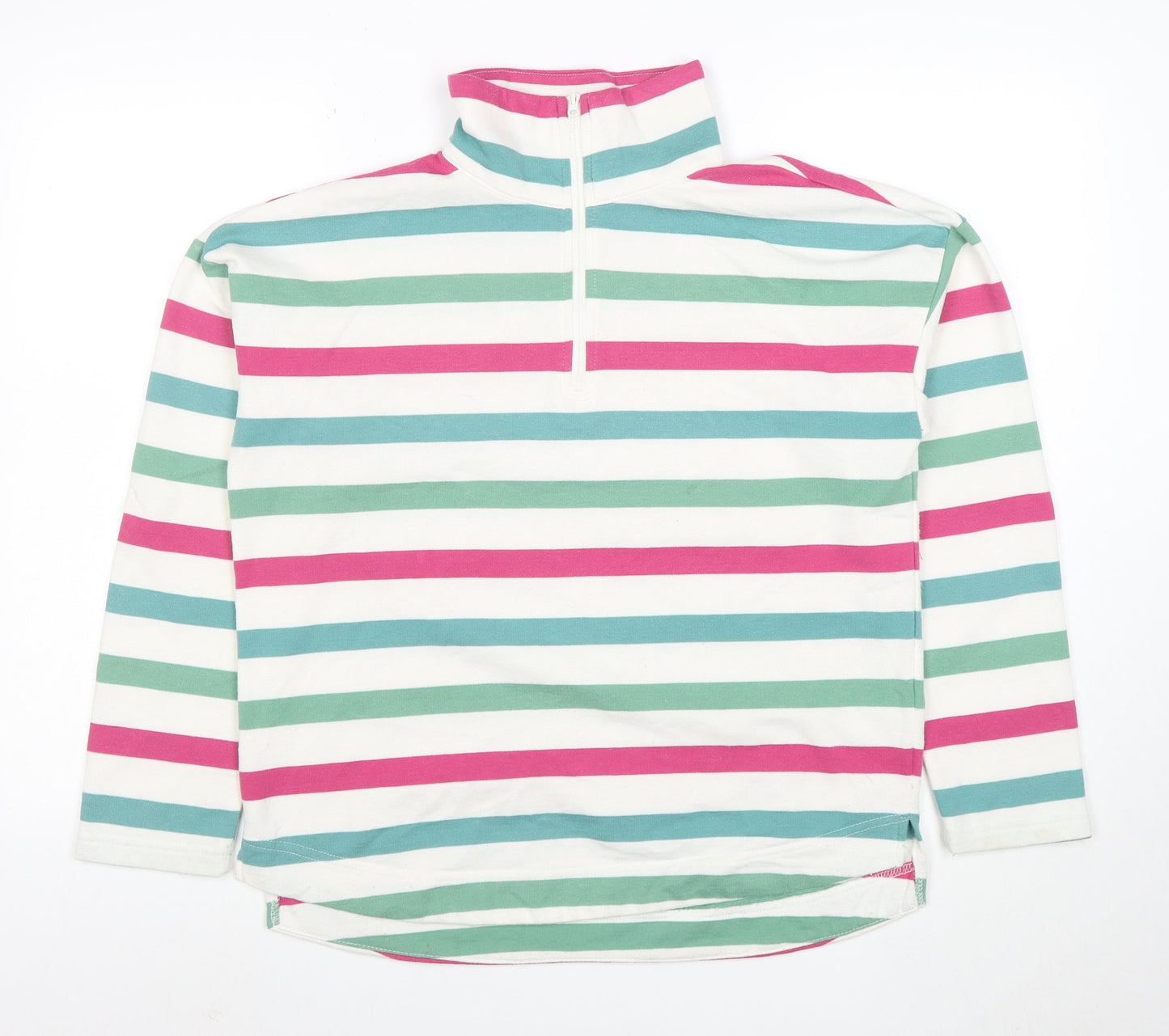 Joules Womens Multicoloured 1/2 Zip Striped Pullover Sweatshirt Size 12