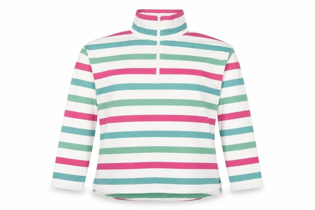 Joules Womens Multicoloured 1/2 Zip Striped Pullover Sweatshirt Size 12