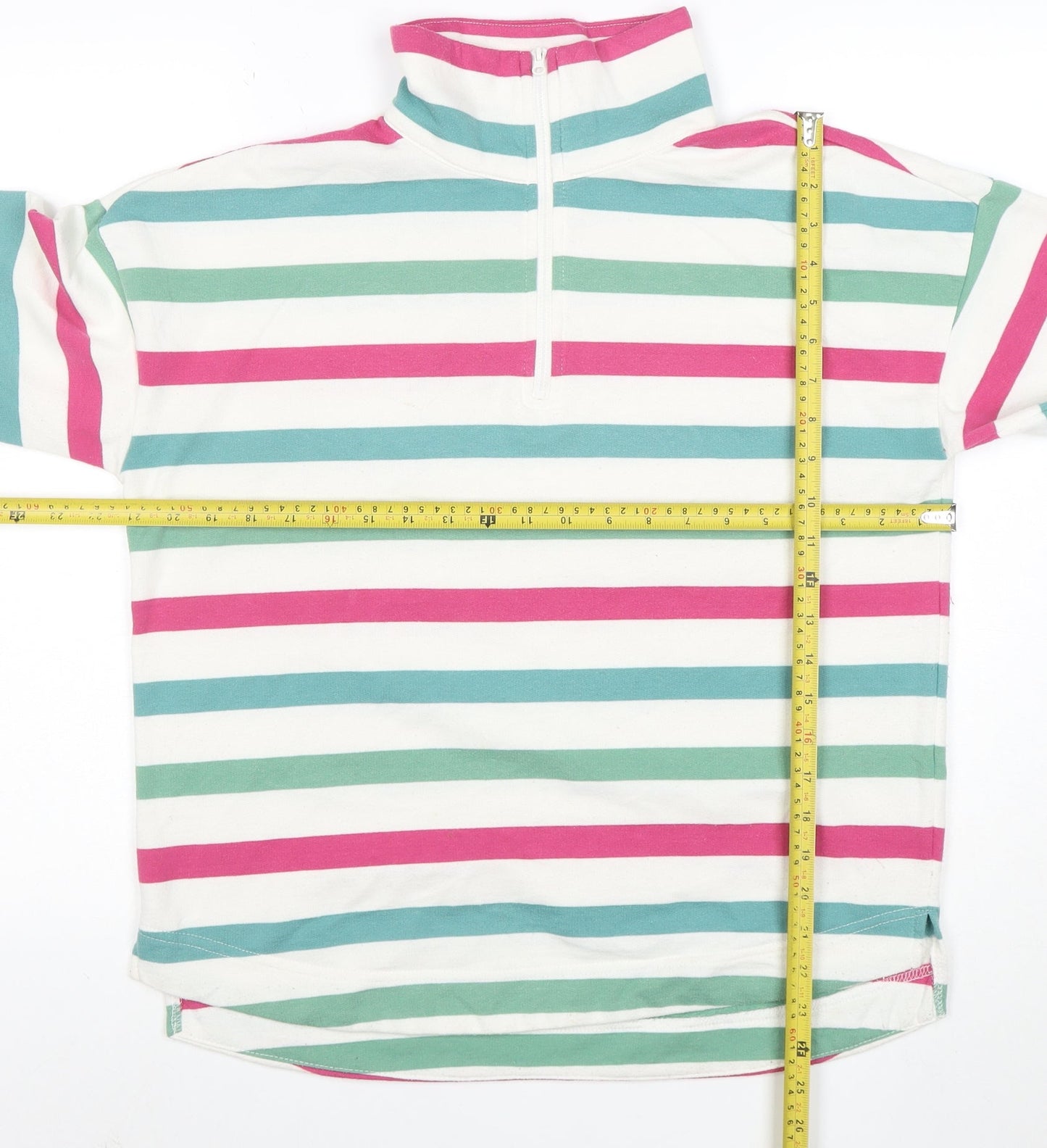 Joules Womens Multicoloured 1/2 Zip Striped Pullover Sweatshirt Size 12