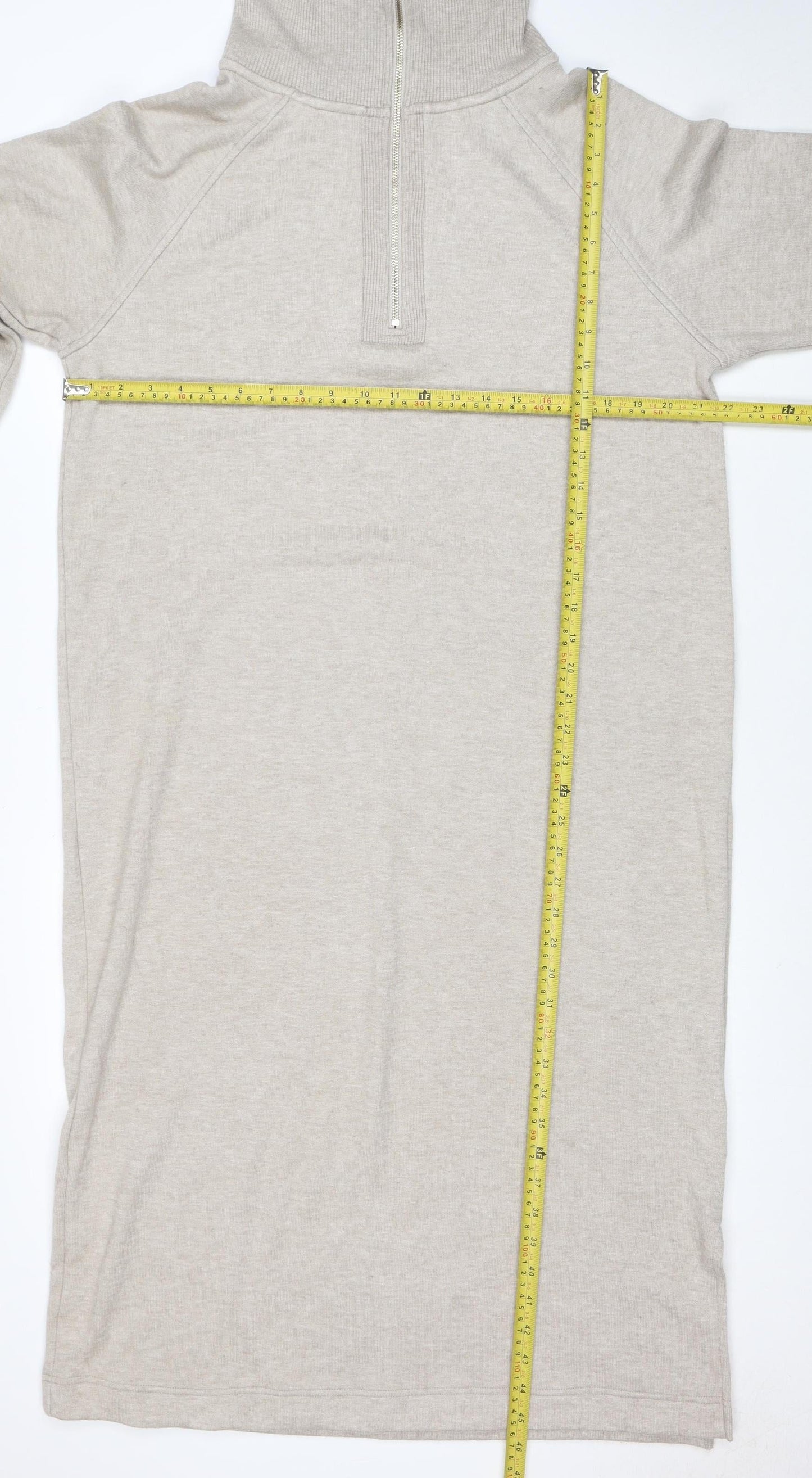 Next Women Beige Knit High Neck Long Sleeve Sweater Dress L