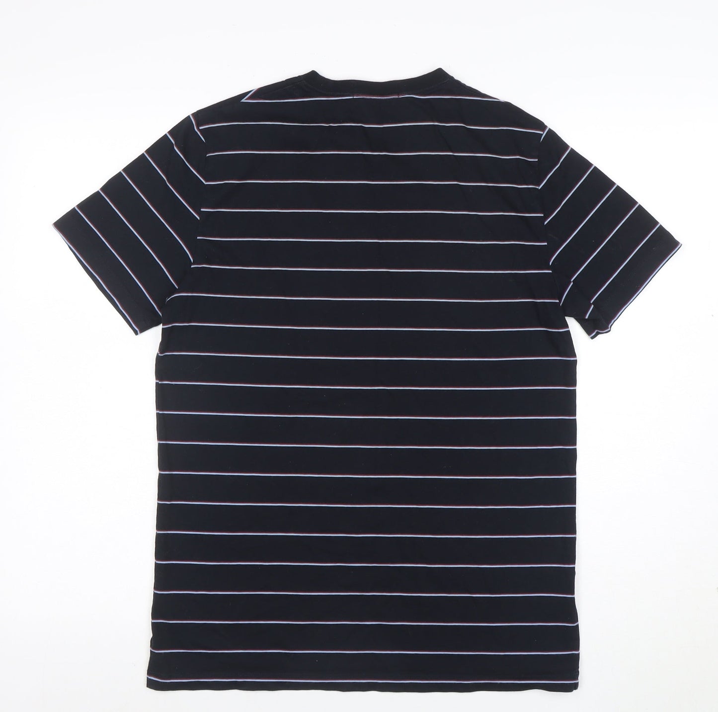 Fred Perry Men's Blue Striped Cotton Crew Neck T-Shirt Size S