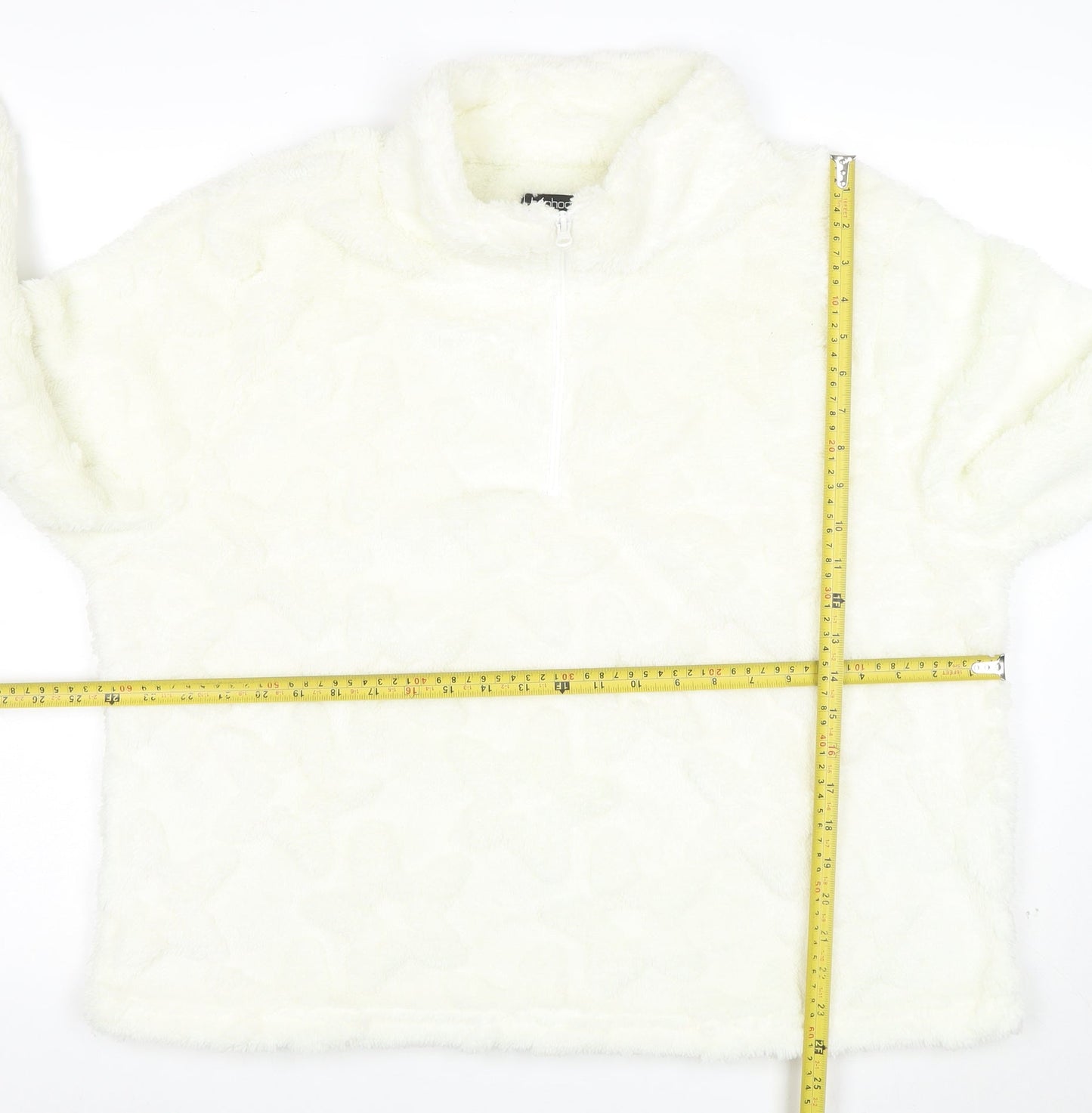 Boohoo Women’s White 1/4 Zip Fleece Hoodie UK 20