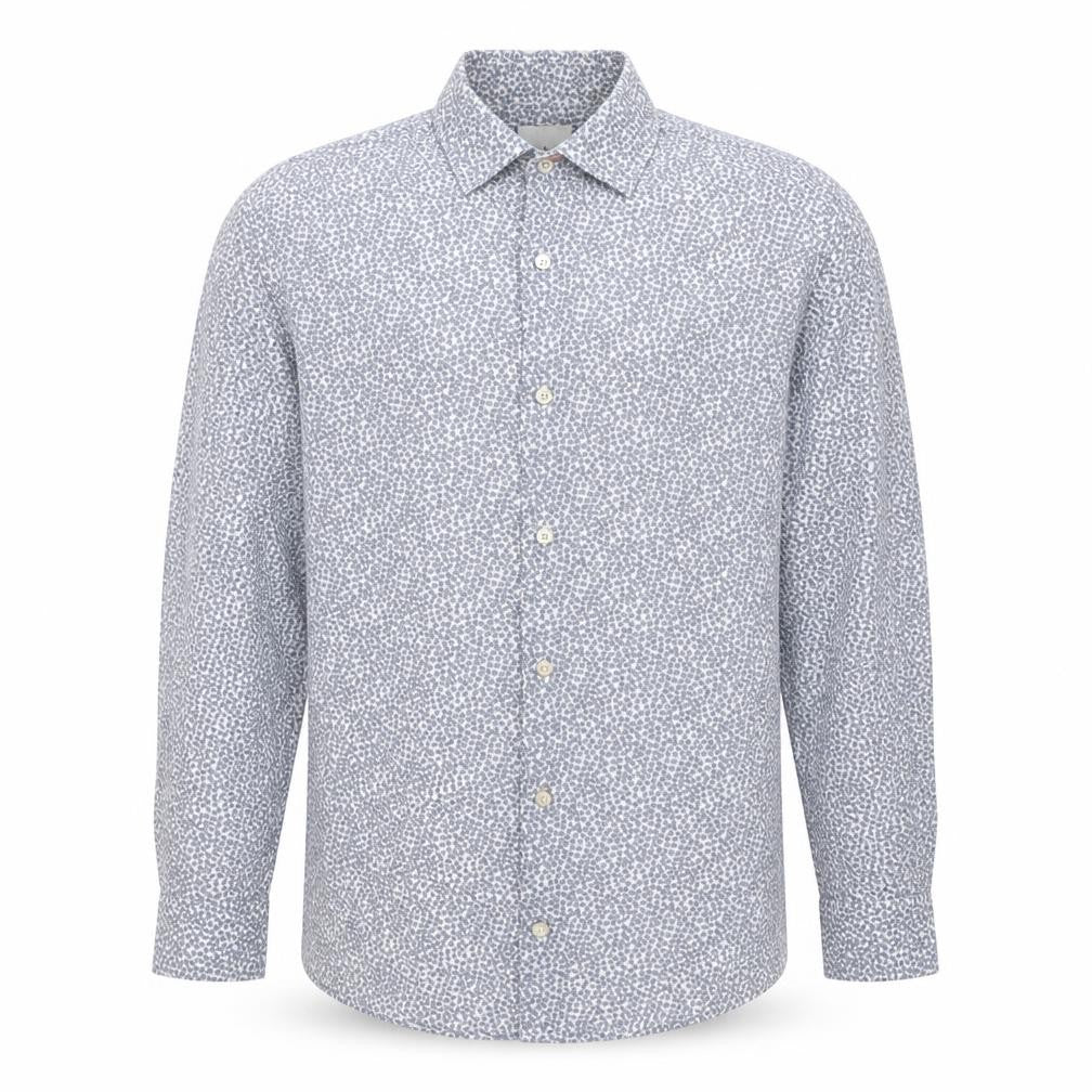 Paul Smith Men Blue Floral Cotton Button-Up Long Sleeve Shirt 15.5 Collar