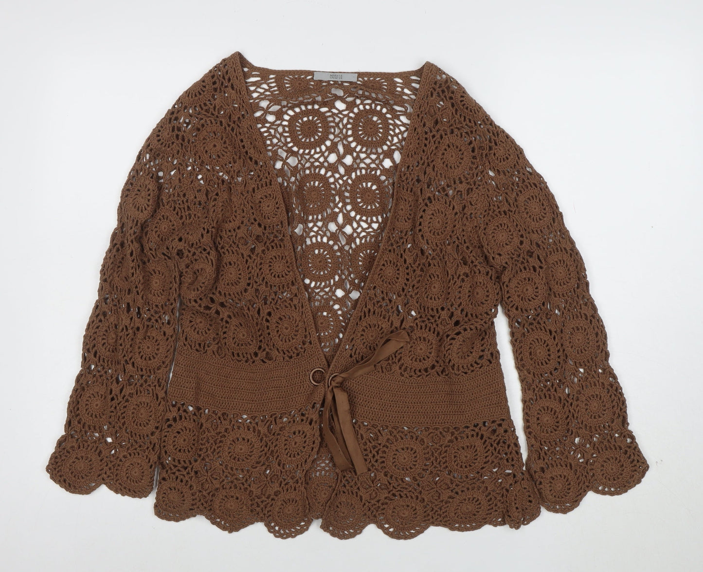 Marks and Spencer Women’s Brown Crochet Cotton Cardigan Size 16