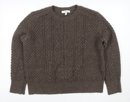 Marks and Spencer Women Brown Cable-Knit Pullover Jumper M
