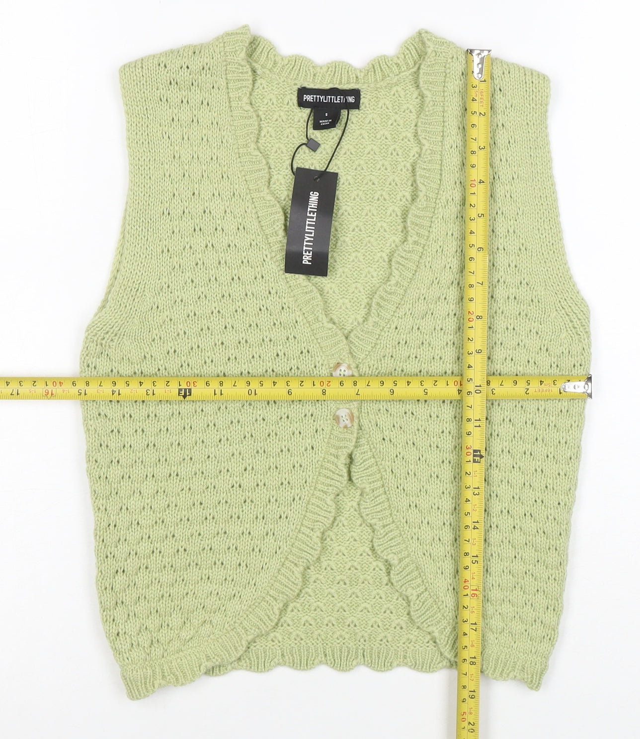 PrettyLittleThing Womens Green Sleeveless V-Neck Knit Cardigan S