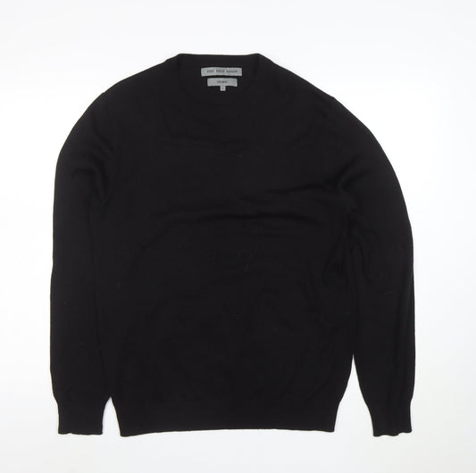 Frederik Anderson Copenhagen Men's Black Merino Wool Crew Neck Jumper L