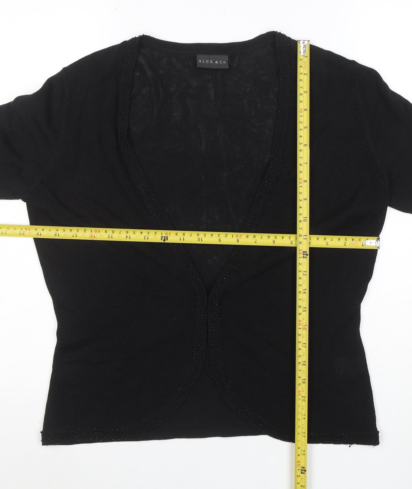 Alex & Co Women’s Black Size 14 Viscose Acrylic Beaded Cardigan