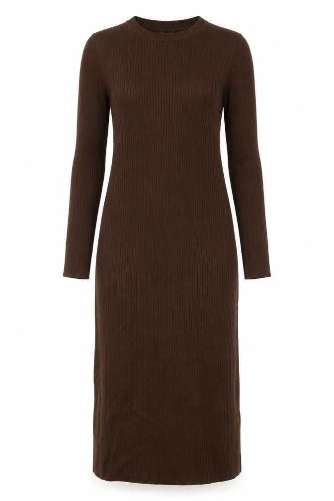 New Look Maternity Brown Ribbed Bodycon Midi Dress Size 12