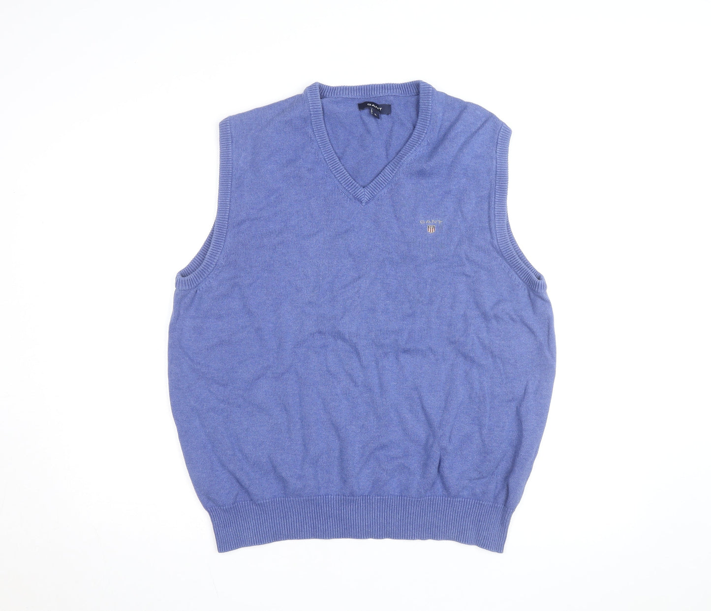 Gant Men's Blue Cotton V-Neck Sleeveless Jumper Vest XL
