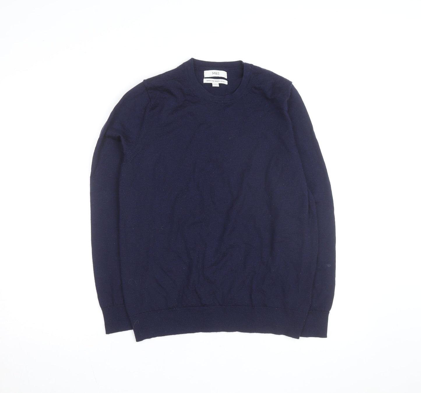 Marks and Spencer Women’s Blue Merino Wool Crew Neck Jumper Size 14