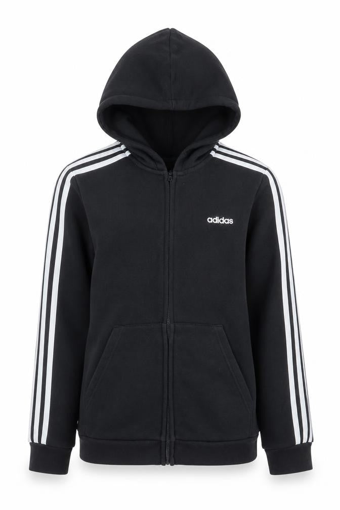 adidas Boys Black Full Zip Hoodie 14 Years Fleece Sports Jacket