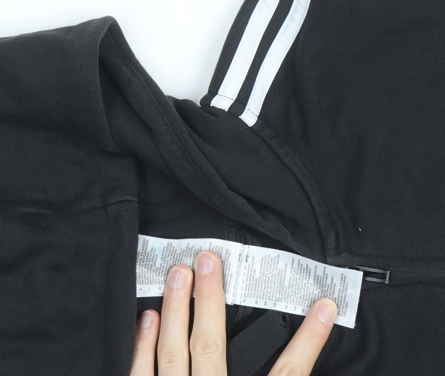 adidas Boys Black Full Zip Hoodie 14 Years Fleece Sports Jacket